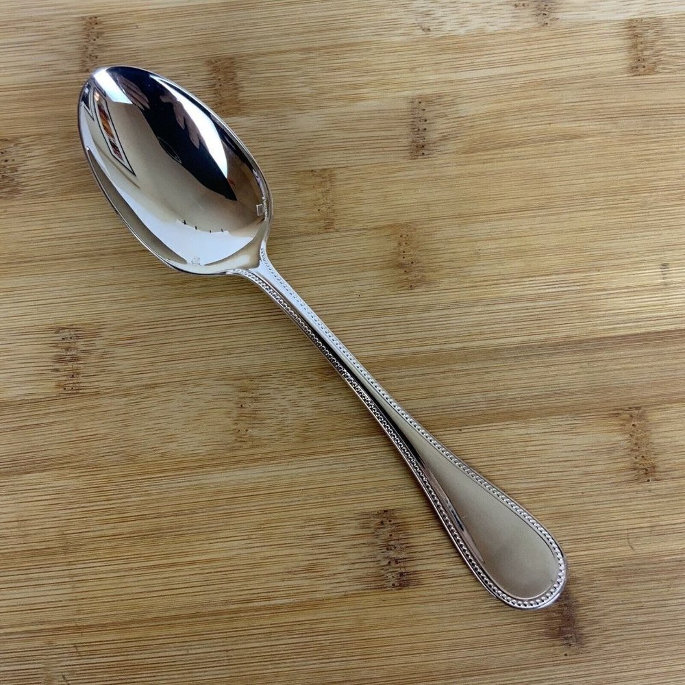 Christofle France Perles Oval Soup Spoon Silverplate Discontinued Pattern New